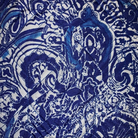 Women’s 0 (S / 4) CHICO’S Royal Blue White Paisley Light Spring Quilted Jacket - Picture 12 of 15